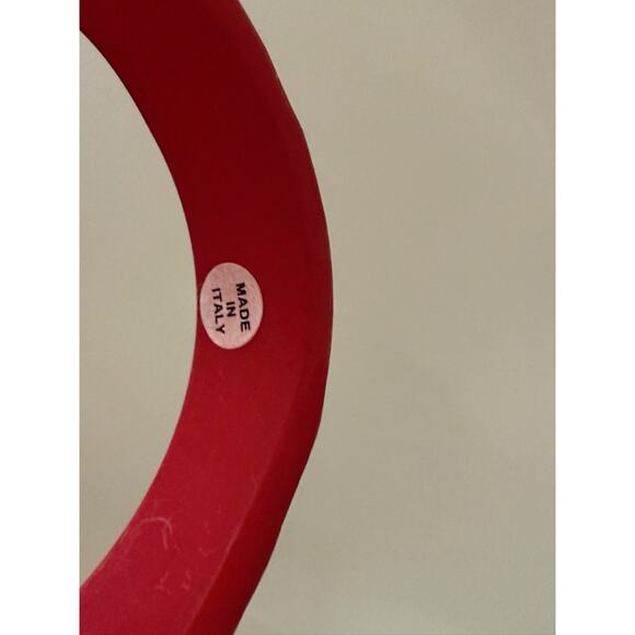 Vintage Bangle Bracelet Translucent Cherry Red Resin Asymmetrical Made In Italy - Picture 9 of 13